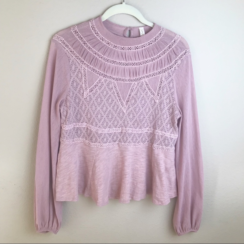 Free People High Neck Crochet Blouse